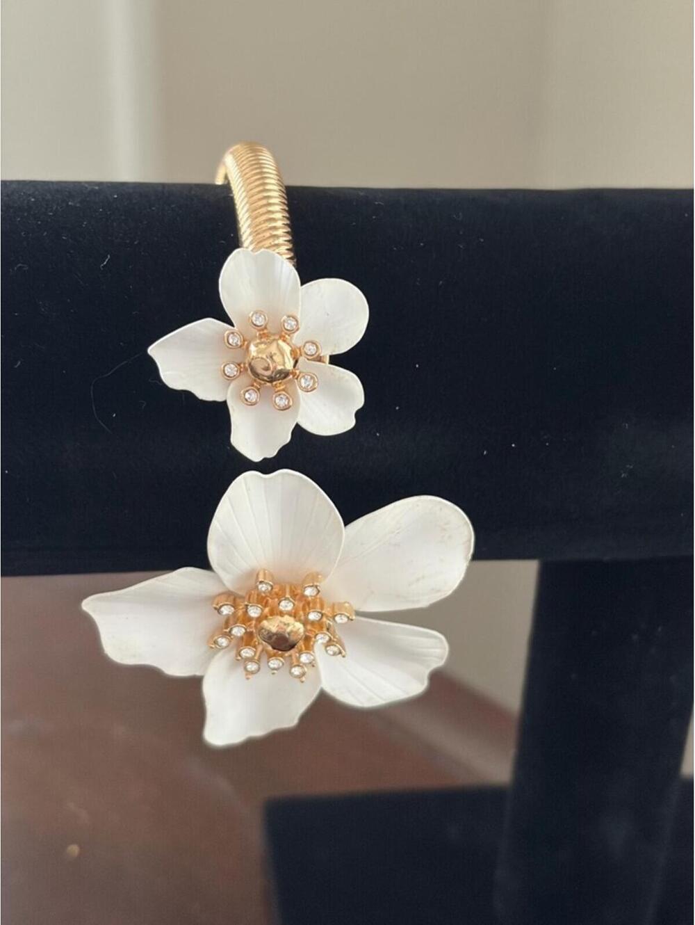 Lilly Pulitzer Floral Open Cuff Bracelet with White Enamel Flowers